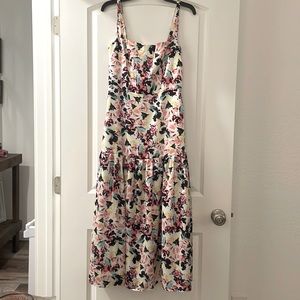 Aidan Mattox midi dress. Size 6. Worn once. Floral design, satin material.